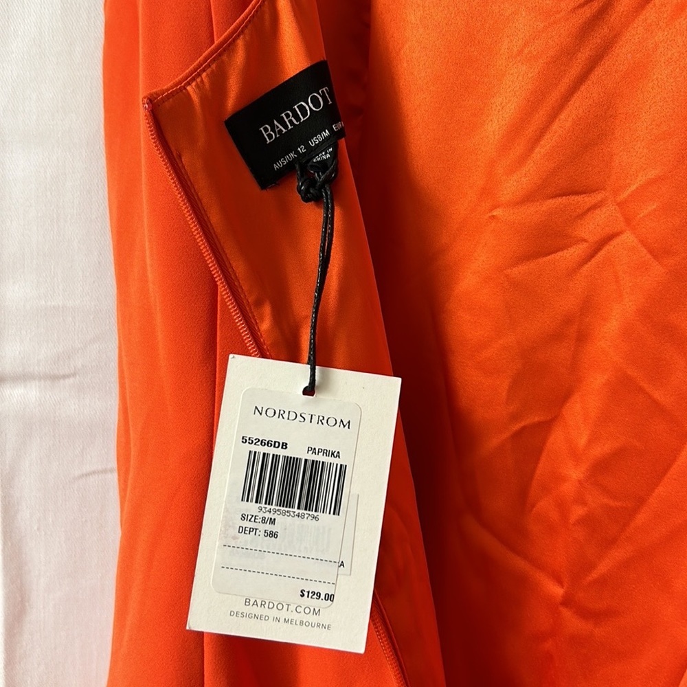 Size 8 Bardot Orange Sleeveless Dress - Picture 6 of 6